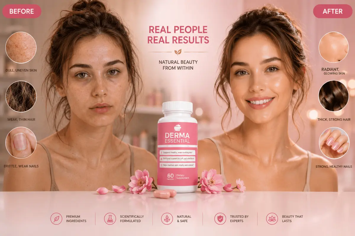 Derma Essential real people transformation results for skin hair and nails